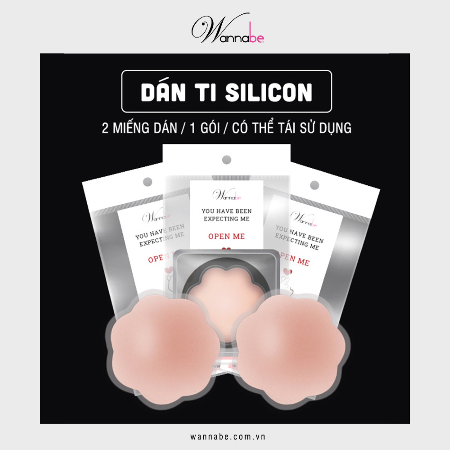 Dán silicon WANNABE DTS05 dán ngực bằng vải ren lưới thông thoáng hình hoa 7 cánh thoải mái tiện lợi