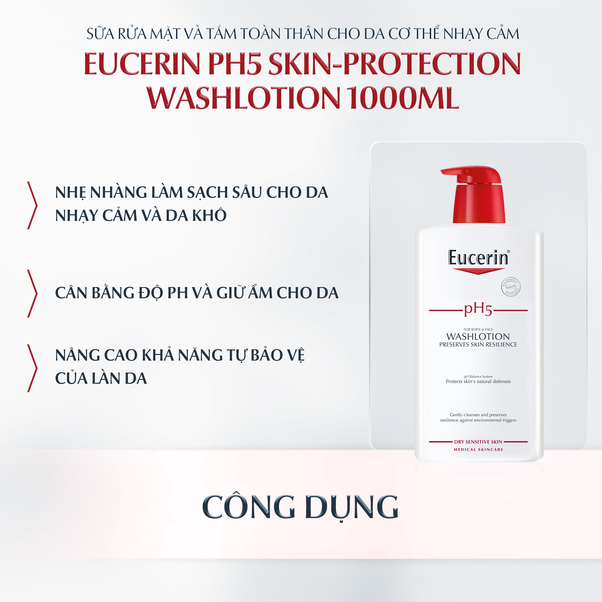 Sữa tắm cho da nhạy cảm Eucerin pH5 Washlotion 1000ml