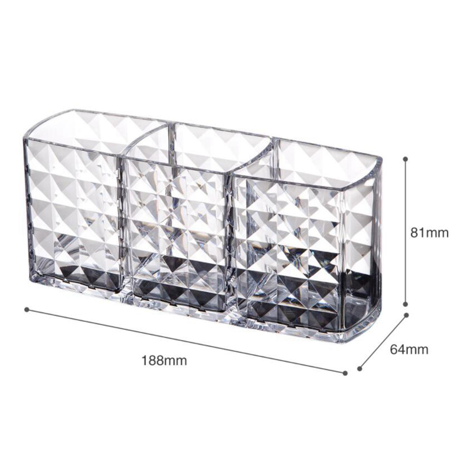 Clear Acrylic Makeup Brush Organizer Storage Case Pen/Pencil Holder 3 Grids