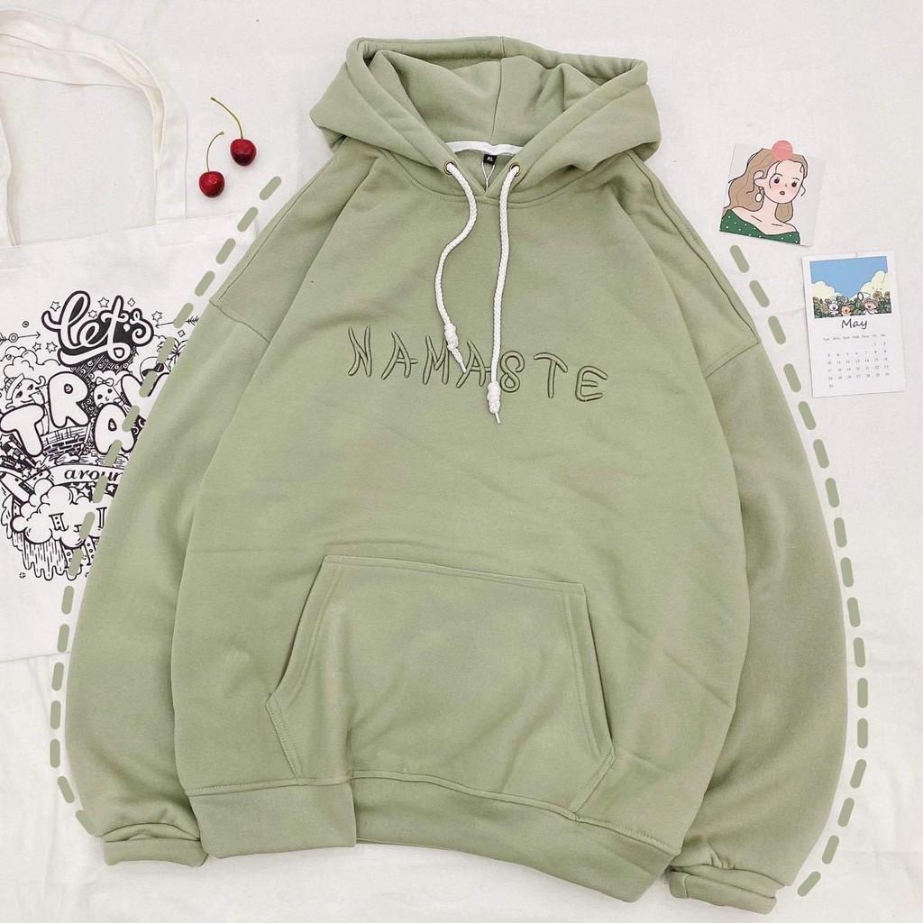 Áo Hoodie Chống Nắng THIFU FASHION Thêu Chữ NAMASTE Nón 2 Lớp Chất Liệu Thun PE Cho Nam Và Nữ Dưới 70kg