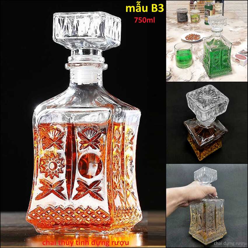 Chai Đựng Rượu Thủy Tinh 750ML – 13 mẫu lựa chọn – Vỏ Chai Rượu Đẹp làm quà tân gia, sinh nhật, quà biếu tết ý nghĩa