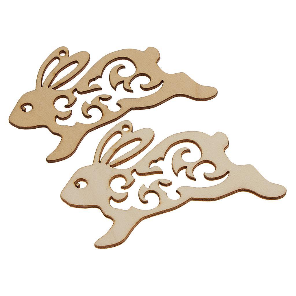20 Pieces Unfinished Wood Hollow Rabbit Shape Wooden Pieces Embellishment for Kids Handmade Crafts 100mm