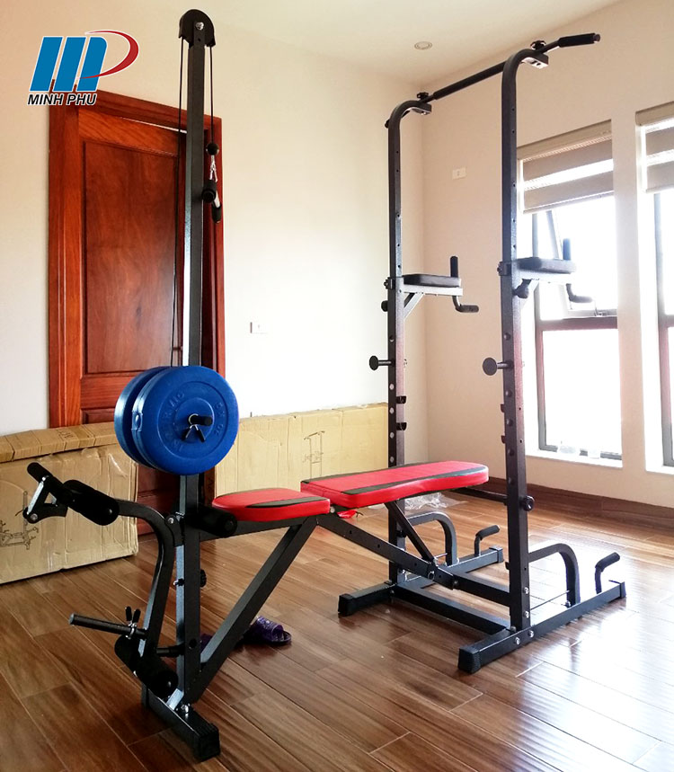 Ghế tập tạ đa năng MP-2016 New - Giàn tập GYM giá rẻ kết hợp xà đơn, xà kép | Dụng cụ thể hinh cho gia đình