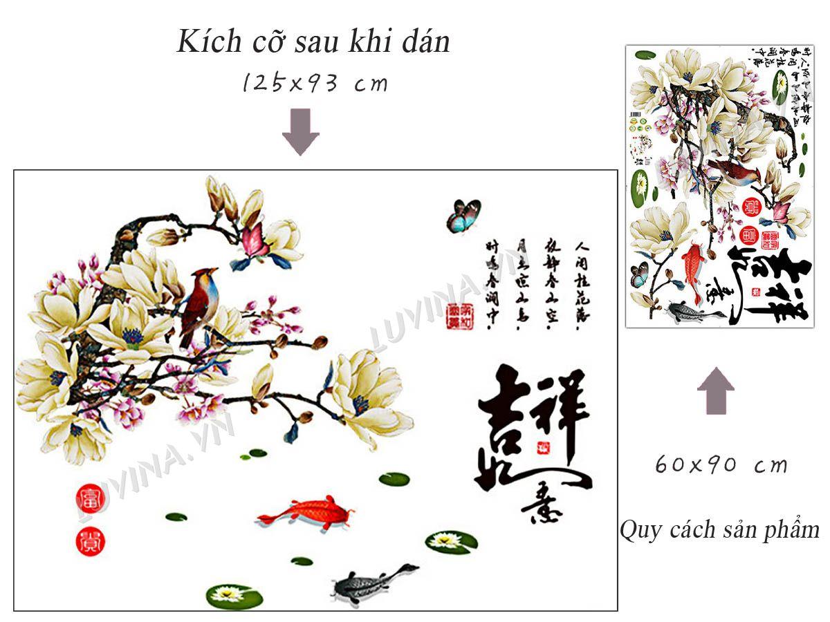 DECAL DÁN TƯỜNG MẪU ĐƠN CHIM ÉN VÀ ĐẦM SEN SƠN THỦY - HP379