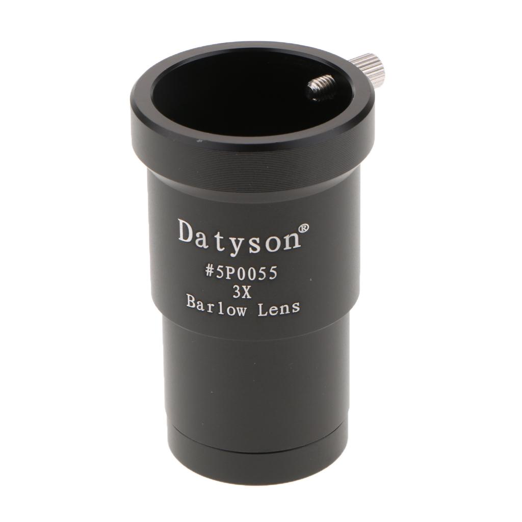 1.25" 3X Magnification Barlow Lens Metal Design for Telescope Eyepiece Black