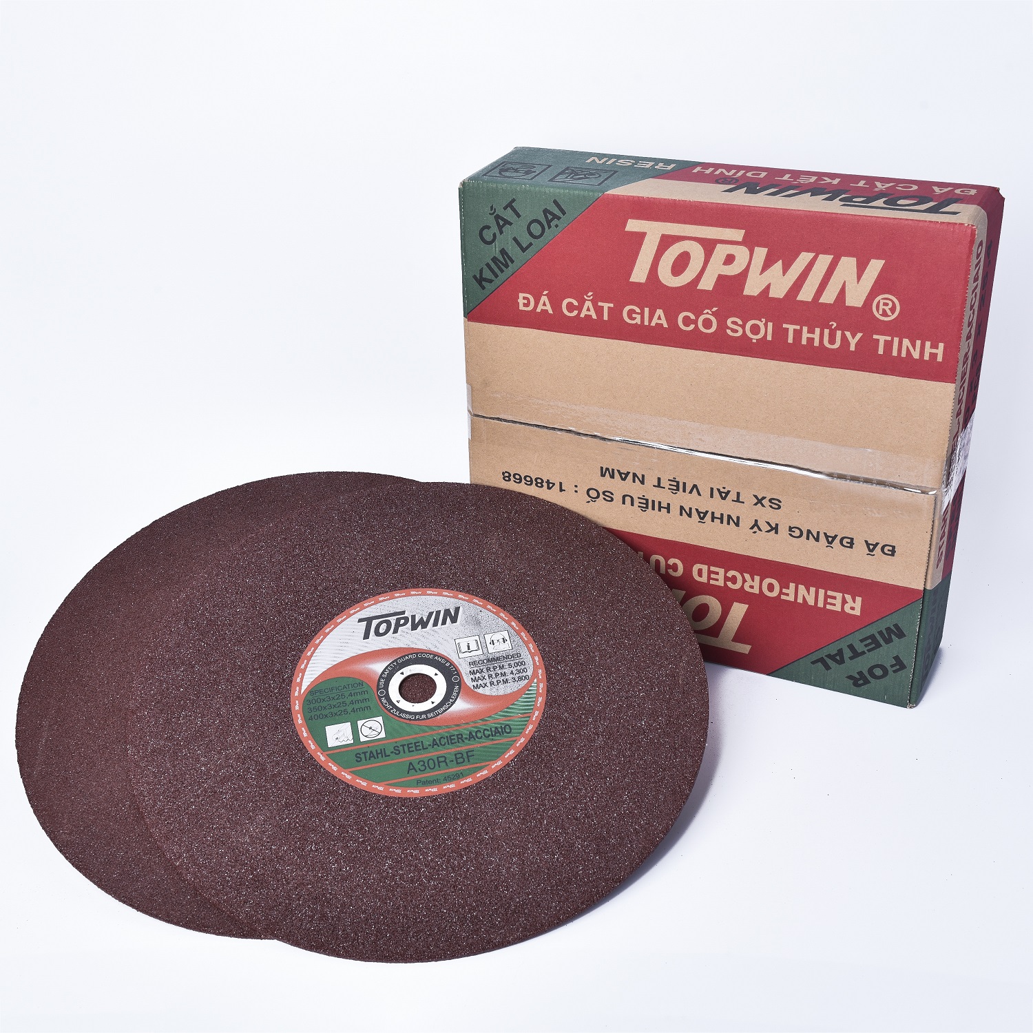 (10 Viên) Đá Cắt Sắt TOPWIN 400x3x25.4mm Có Độ Sắc Cao Và Bền, Cắt Không Bụi, Ít Hao Mòn | TOPWIN Official Store