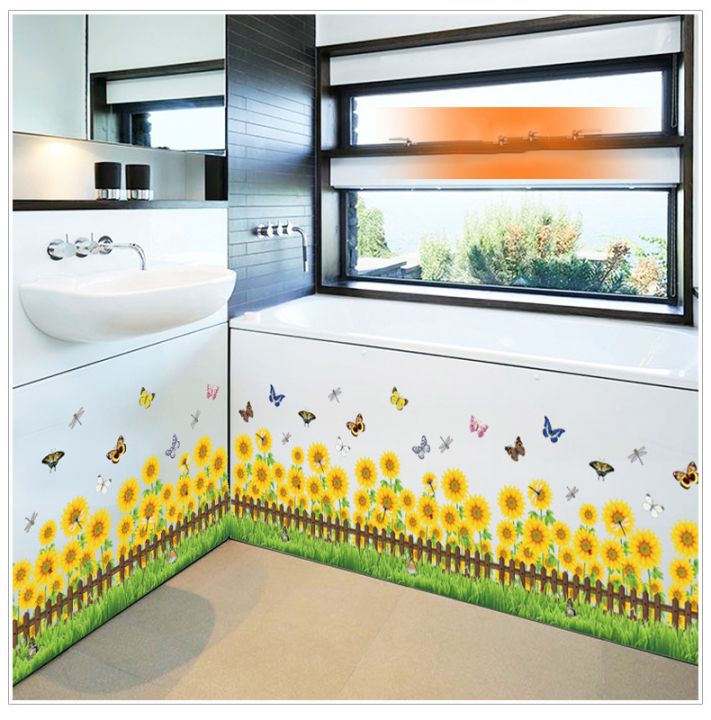 Decal dán chân tường Hoa hướng dương 2 AmyShop DCT034 - 2 bộ
