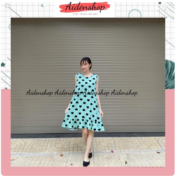 Váy bầu lanh mặc nhà chất mát mùa hè sát nách nhiều màu