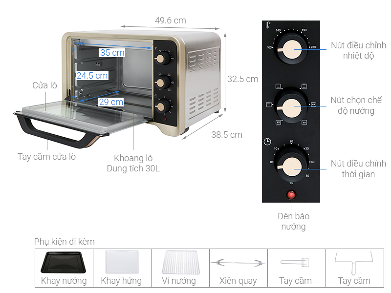 Lò nướng Sanaky 30 lít VH-309N2D Hàng Chính Hãng