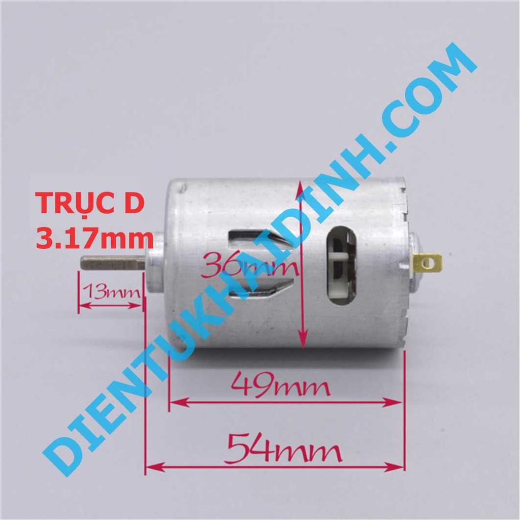 Động cơ DC RS-540, trục 3.17, kiểu D, 12V-22000V/P kde2597