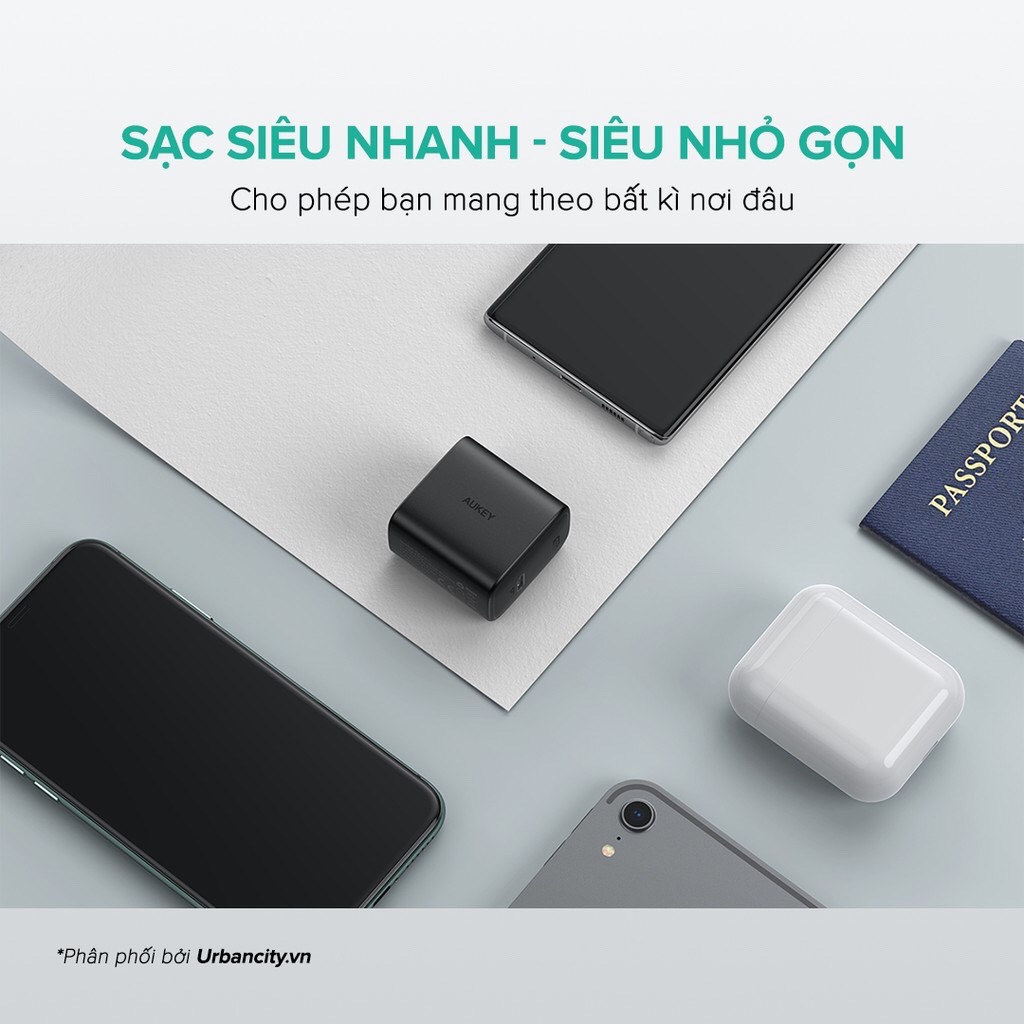 Combo Pin Sạc Dự Phòng AUKEY PB-Y32 PD 10.000 mAh, Sạc Không Dây Chuẩn Qi 10W + Cốc Sạc Nhanh Power Dilivery PA-F1S 20W - Hàng Chính Hãng