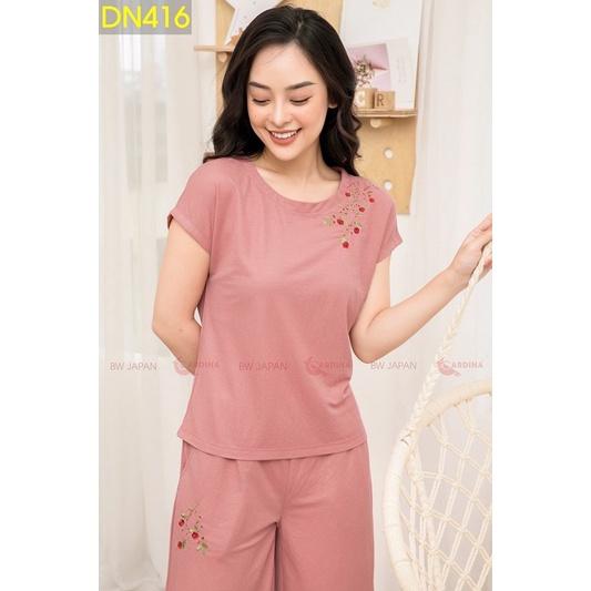 Đồ Bộ Mặc Nhà Chất Đũi Lụa Thêu Hoa Siêu Mềm Mịn Siêu Mát, Quần Lửng Cao Cấp Chính Hãng