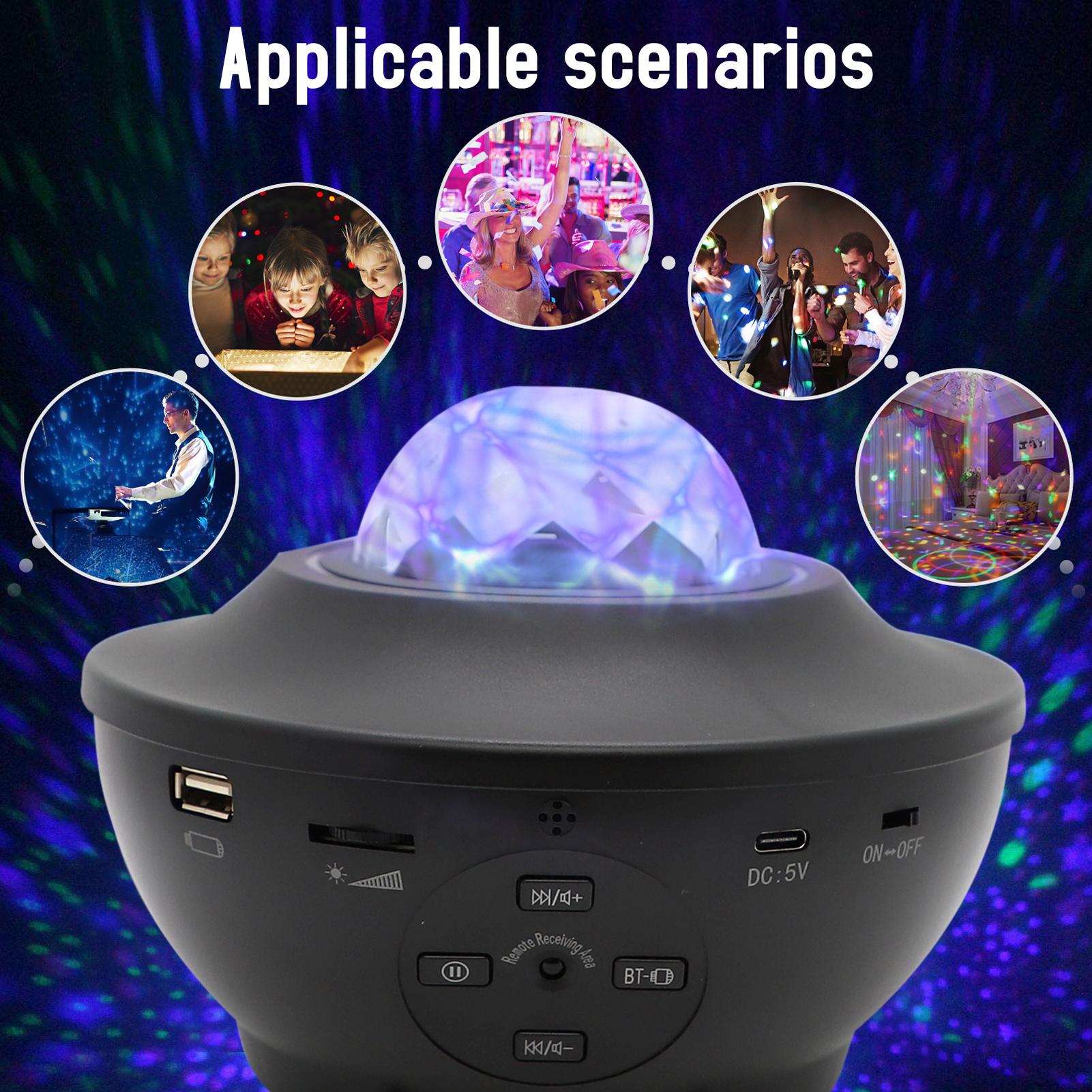Đèn LED phản chiếu ngôi sao tạo hiệu ứng dải ngân có nhạc BT 10 Màu sắc có Voice & Ứng dụng & Điều khiển từ xa