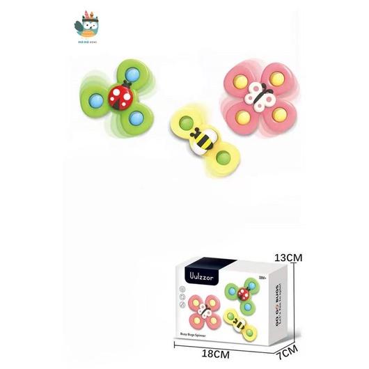 Bộ đồ chơi cốc hút quay vui nhộn Spinner hình côn trùng, đồ chơi kích thích tư duy cho bé từ 3 tháng tuổi bằng nhựa đẹp