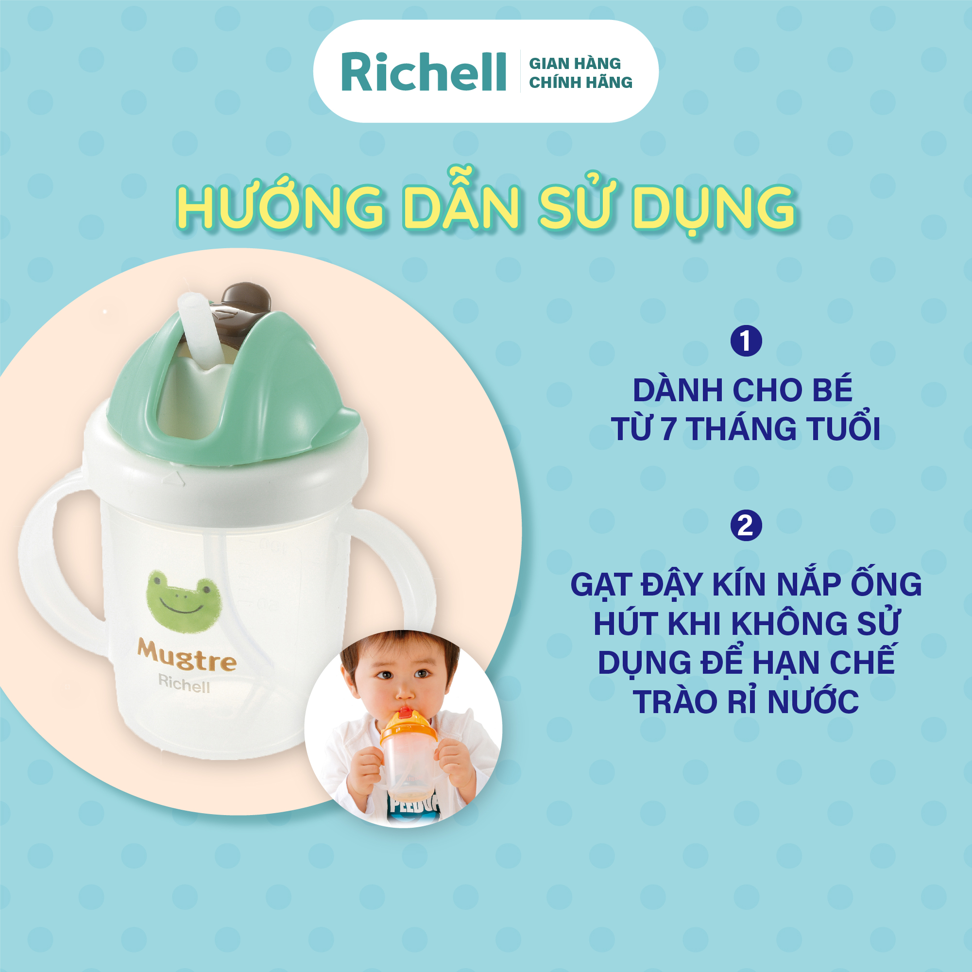 Bình ống hút MUGTRE Richell Nhật Bản | Baby