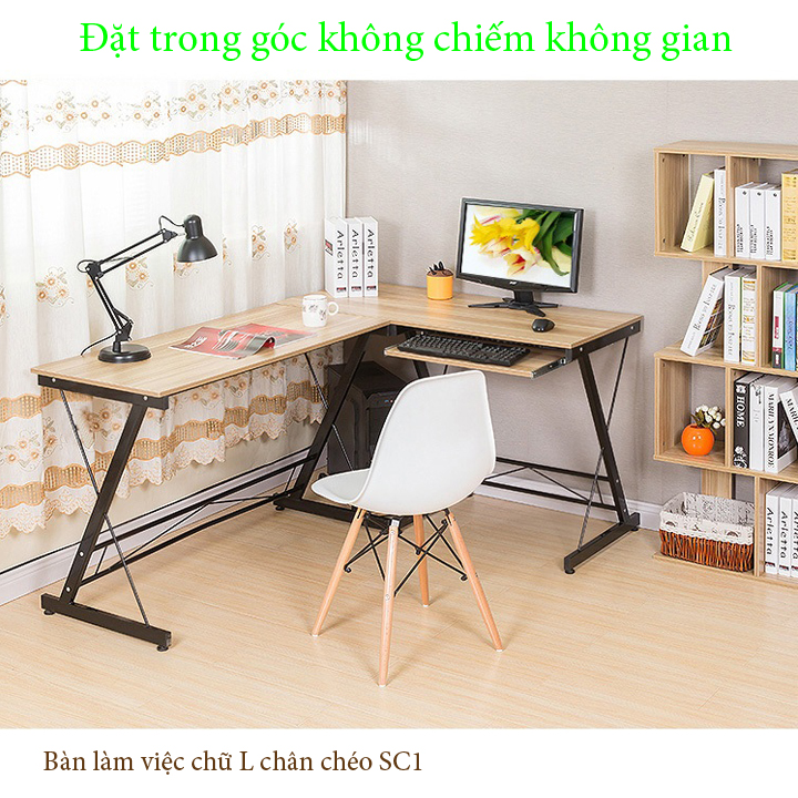 Bàn Làm Việc Chữ L Chân Chéo Cao Cấp - SC1