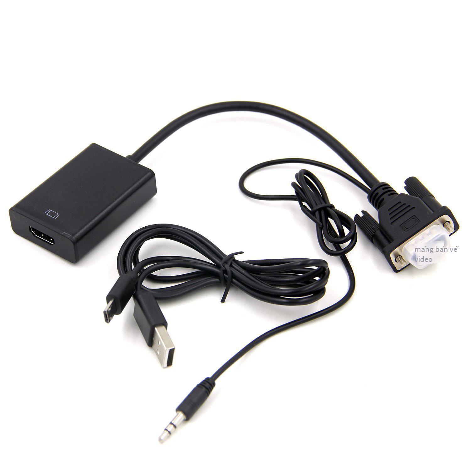 Giao hàng nhanh 1080P VGA to HDMI với âm thanh và cáp nguồn USB Bộ chuyển đổi VGA hdtv VTH05