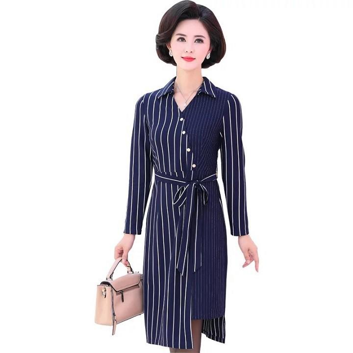 dress249-ĐẦM SỌC TAY DÀI QUÝ CÔ s-6xl