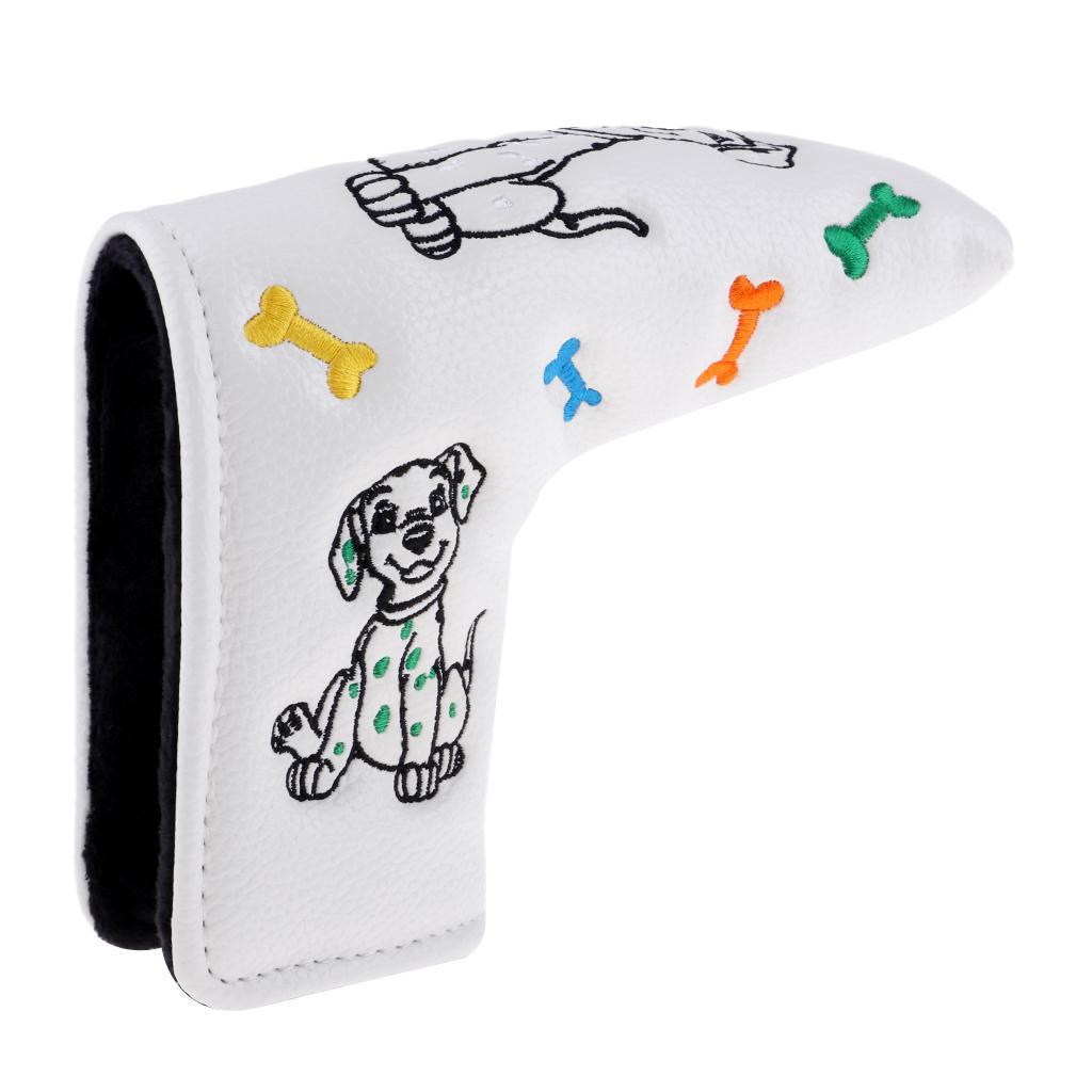 2-5pack Waterproof PU Leather Golf Blade Putter Head Cover White Dog
