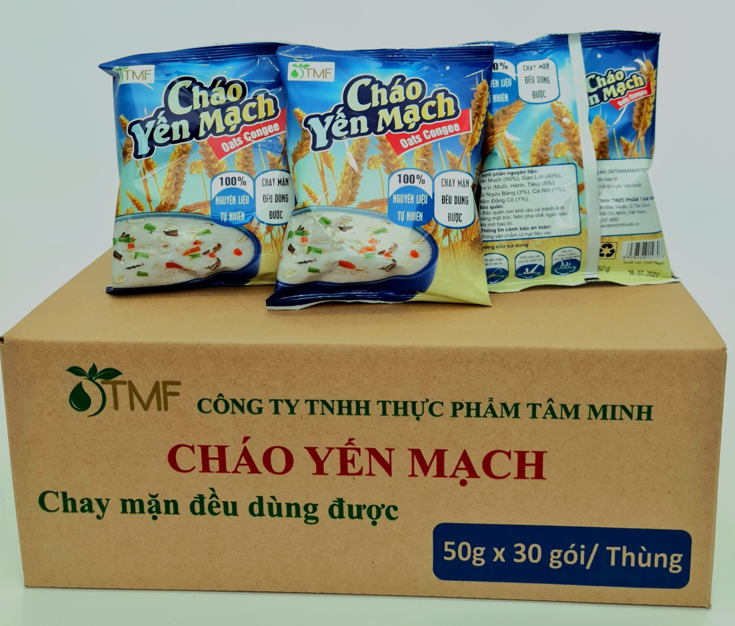 Thùng cháo yến mạch gạo lứt ăn liền - TÂM MINH FOODS (50g x 30 gói)