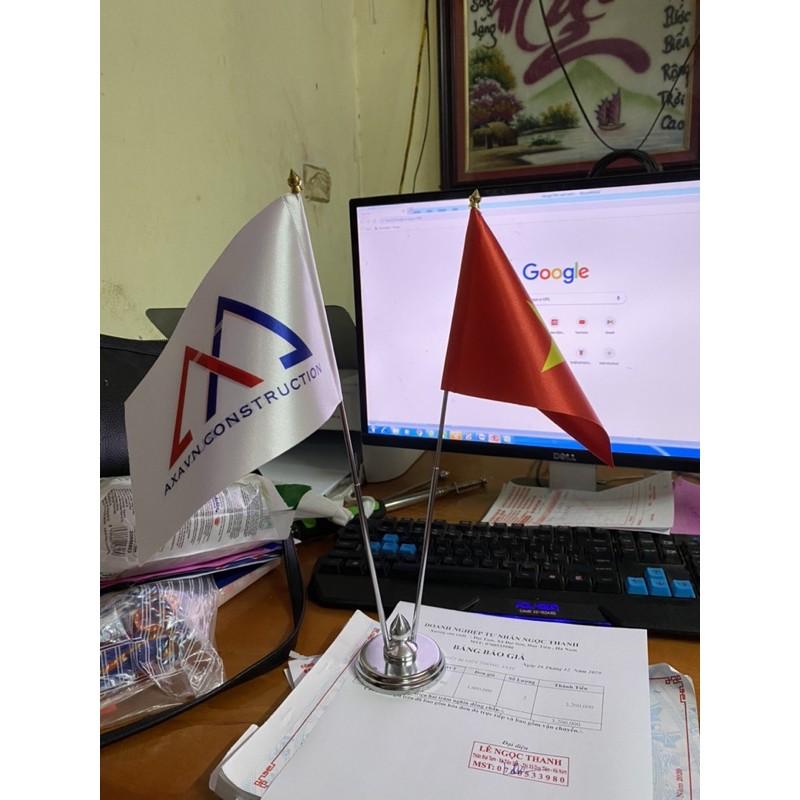 Cờ để bàn 35cm in logo rút lên xuống được, cờ để bàn in theo yêu cầu