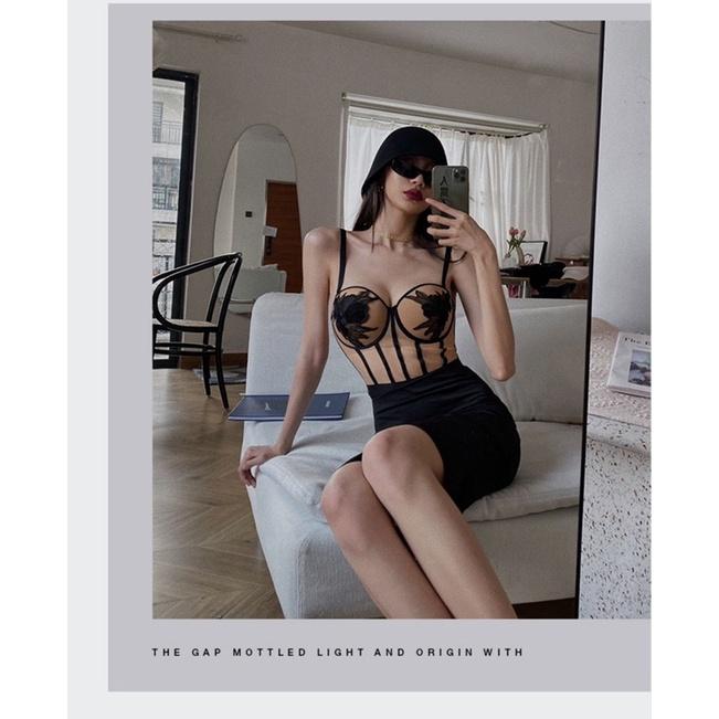D11071 Bodysuit Cao Cấp Hoạ Tiết Thêu Hoa Sang Chảnh - Có Gọng Mút Dày Nâng Cấp Vòng 1 Cực Đỉnh