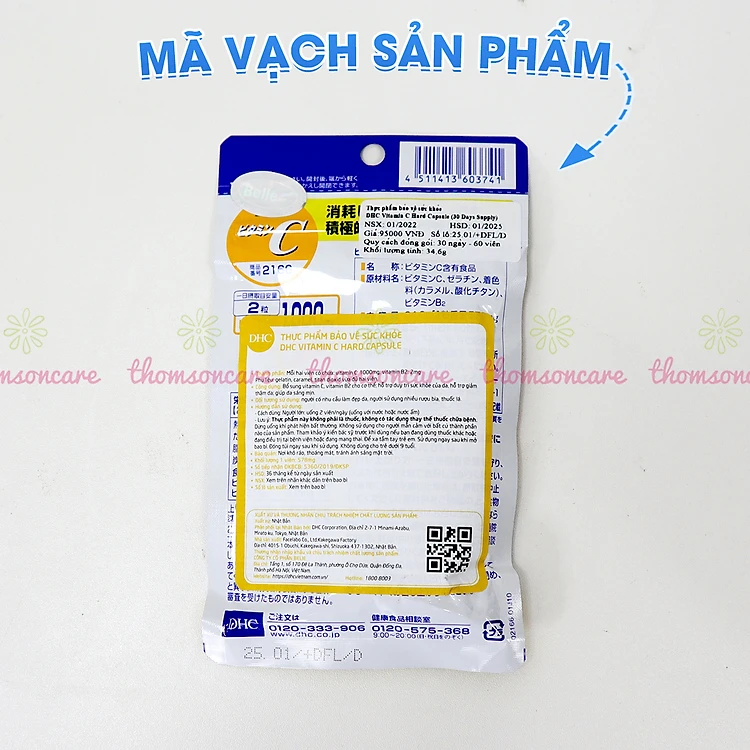 Combo trắng da Lcystine, DHC Vitamin C giúp đẹp da, giảm rụng tóc - Bổ sung vitamin c, Coenzym Q10, l crystine L cistin