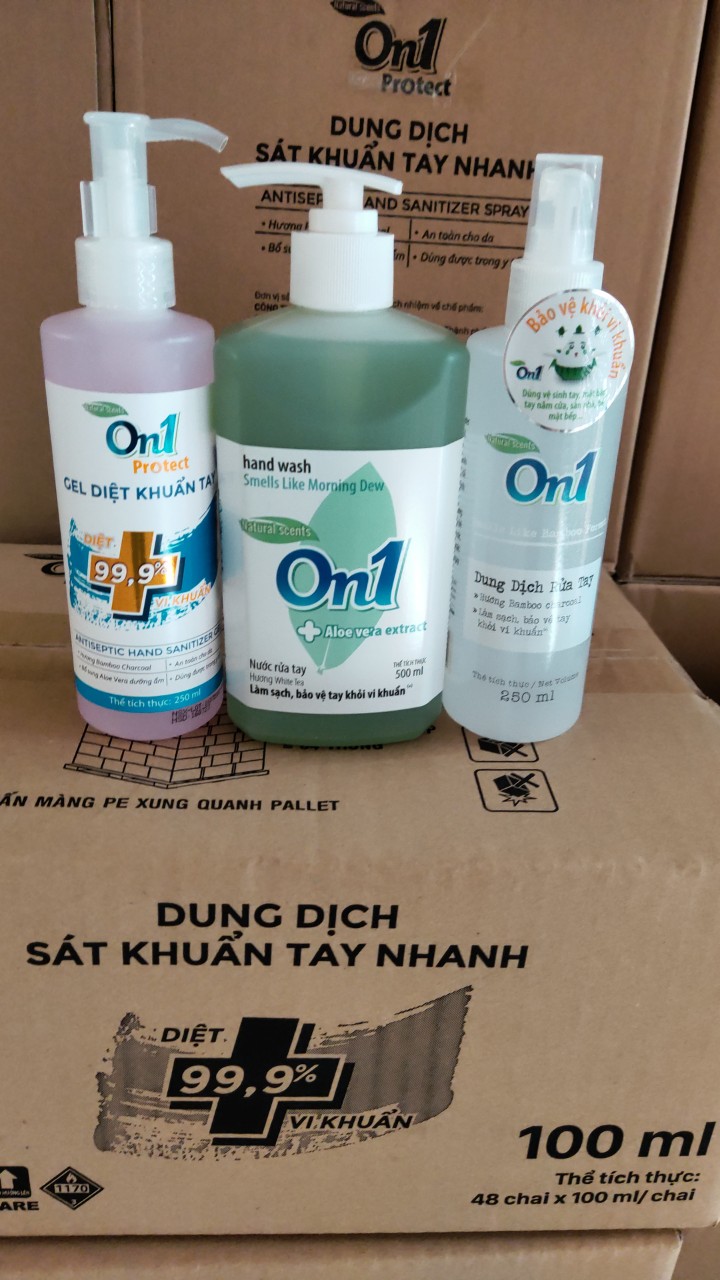 COMBO 1 GEL+ 1 DUNG DỊCH DIỆT KHUẨN ON1 250ML+ 1 NƯỚC RỬA TAY 500ML