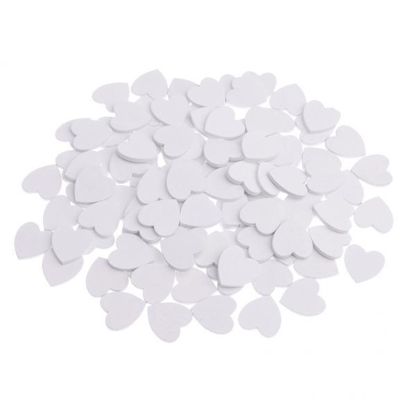 3-7pack 100 Pieces White Wooden Love Heart Shapes Craft Wood Embellishments
