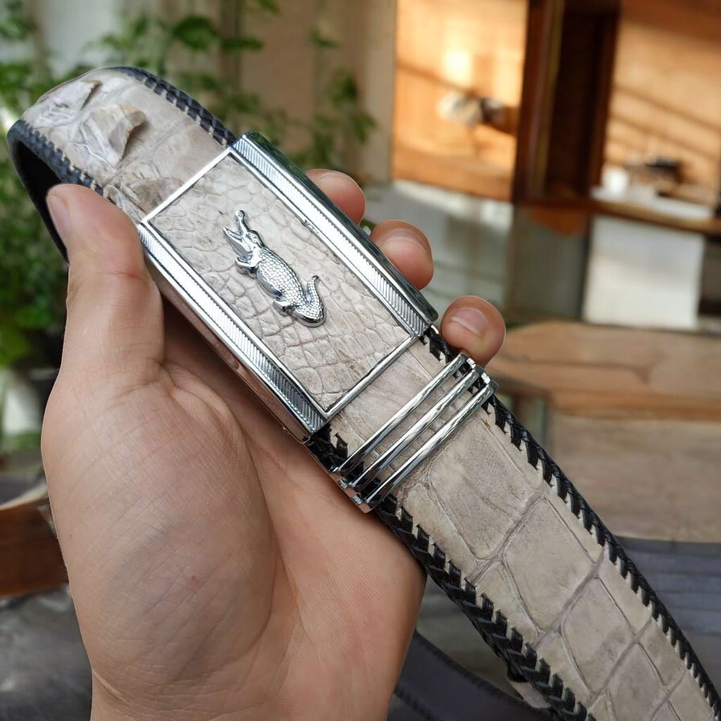 Thắt lưng cá sấu Bạch tạng đan thủ công siêu chất!