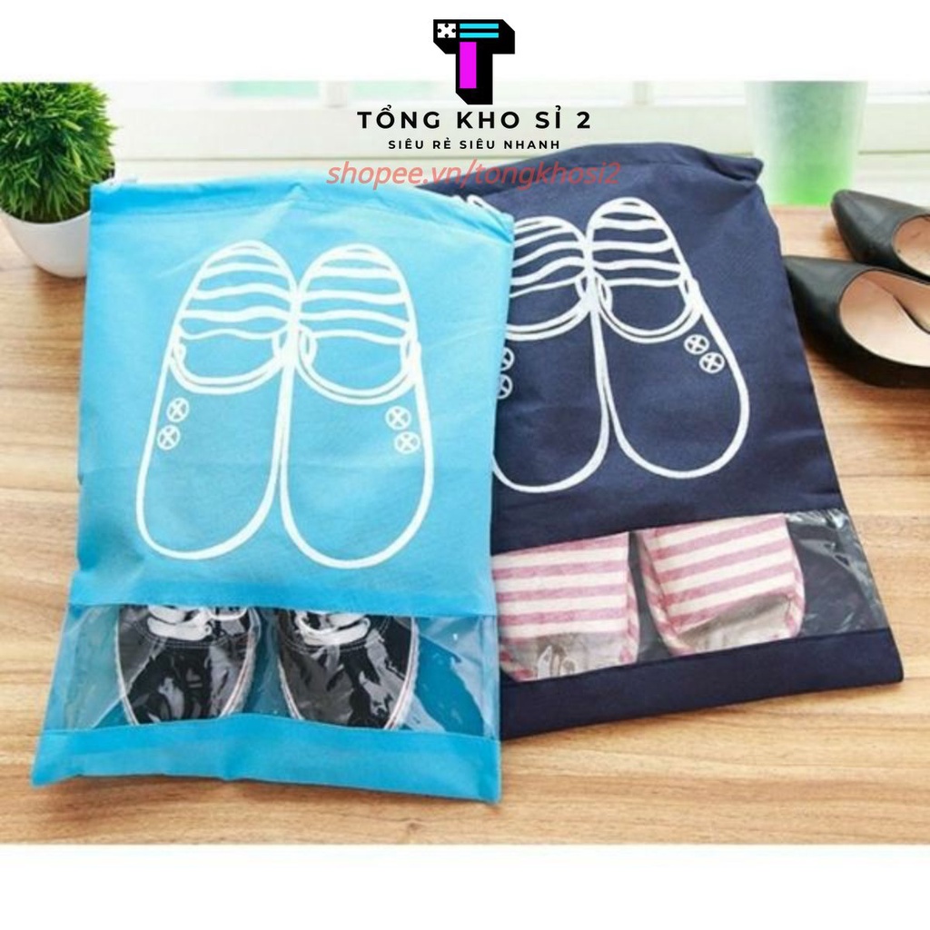Túi Vải Đựng Giày Dép Du Lịch Dây Rút Size Lớn