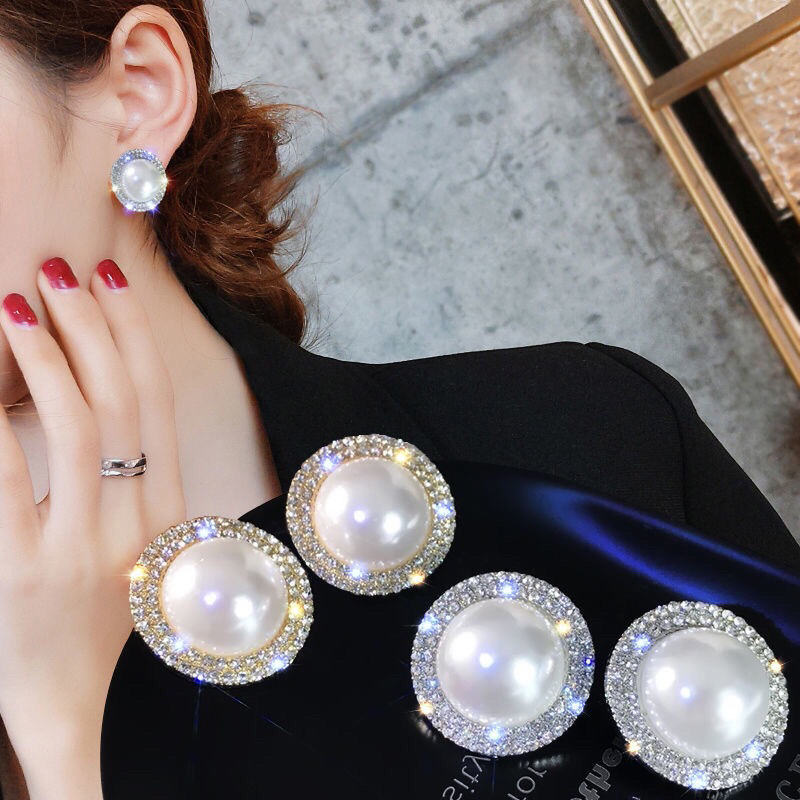 Bông Tai To Cao Cấp Đính Đá Sang Chảnh 925