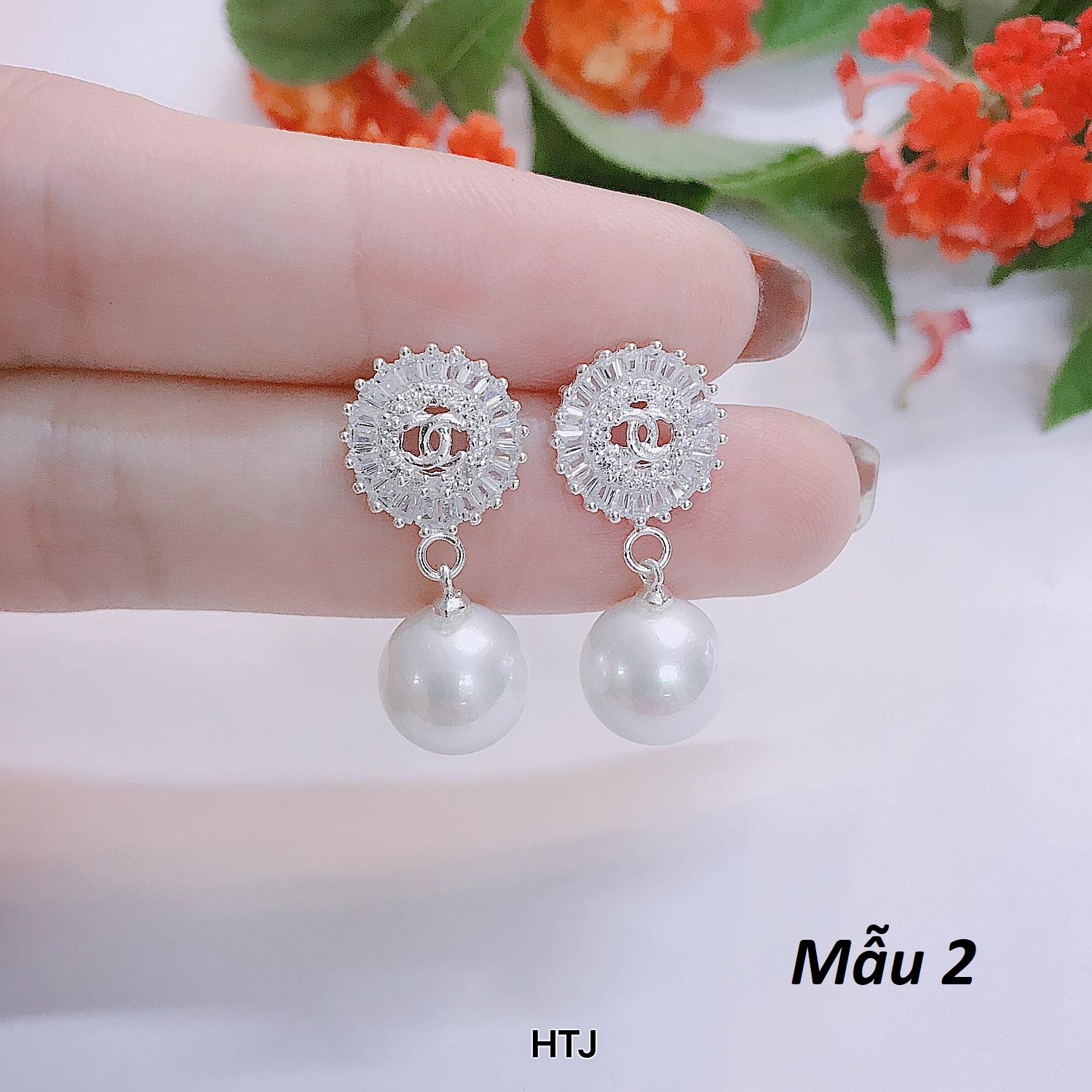 Bông tai treo trai các mẫu chất liệu bạc s925 MS87a