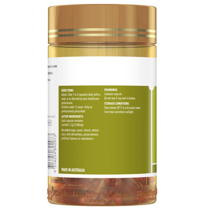 Mầm đậu nành Úc Healthy Care Super Lecithin 1200mg tăng cường chức năng gan khỏe mạnh, nâng cao sức  khỏe, sắc đẹp từ bên trong - OZ Slim Store