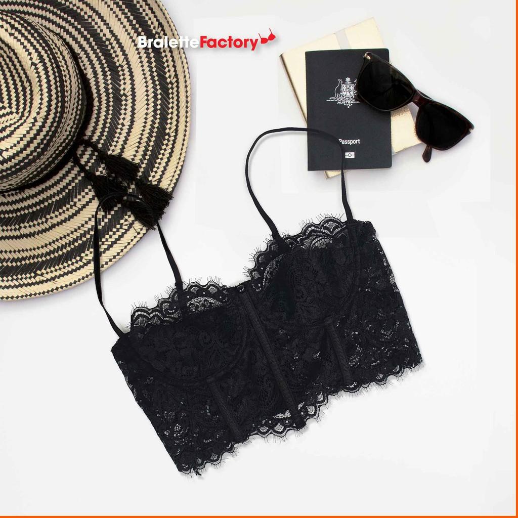 Bra croptop corset sexy ren đen hàng thiết kế Việt Nam, có gọng, có lót mút N02
