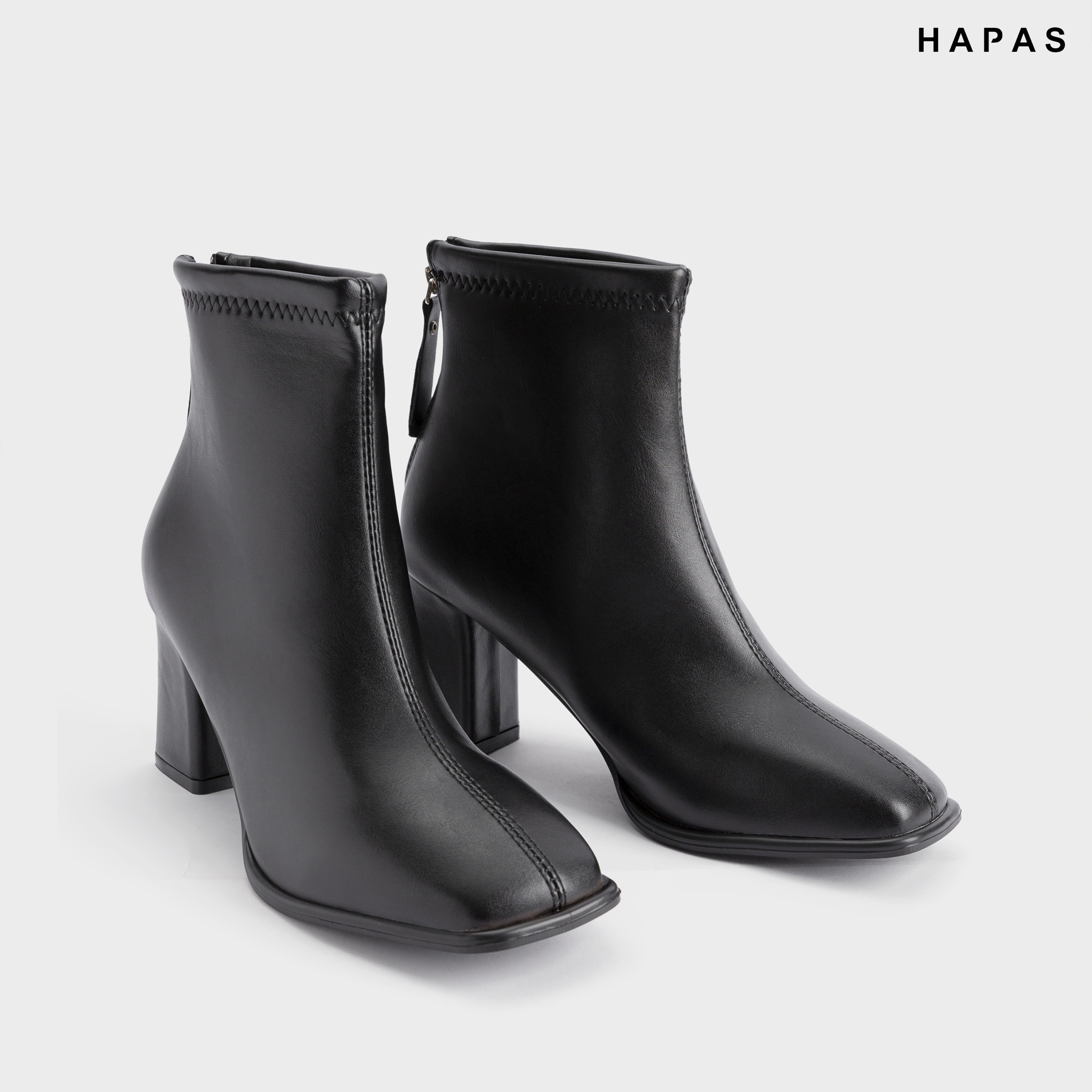 Boot Nữ Cổ Ngắn Khóa Dây Đế Vuông HAPAS - BOT771