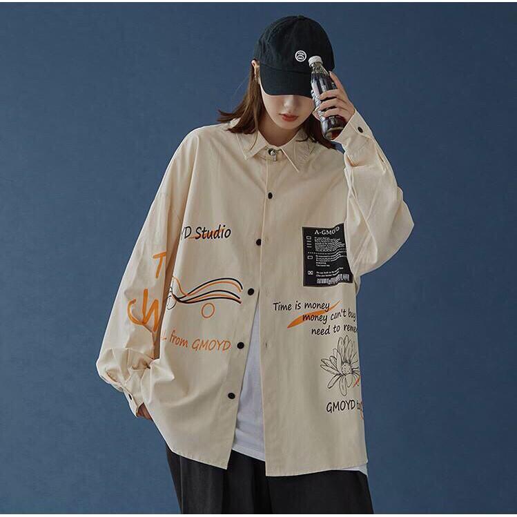 Áo sơ mi khoác ngoài form rộng unisex - somi nam nữ oversize số 7 a