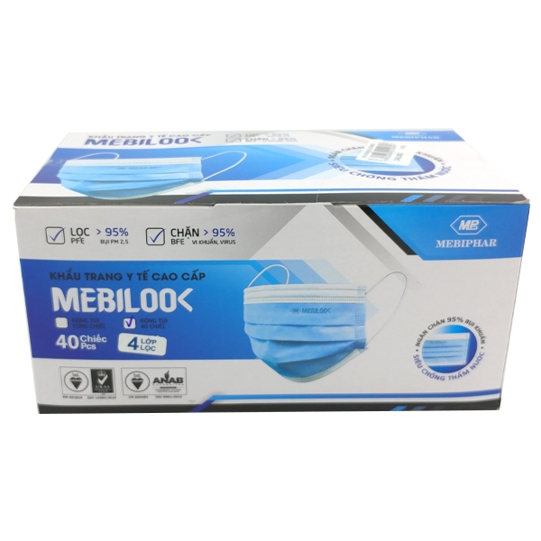 Khẩu Trang 4 Lớp Mebilook (40 Cái/Hộp) (Mẫu Vỏ Hộp Giao Ngẫu Nhiên)