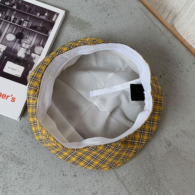 Mũ beret họa tiết ca rô phong cách Hàn Quốc đơn giản xinh xắn dành cho nữ