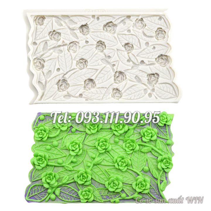 Khuôn silicon làm viền bánh, rau câu hoa hồng cành – Mã số 1911