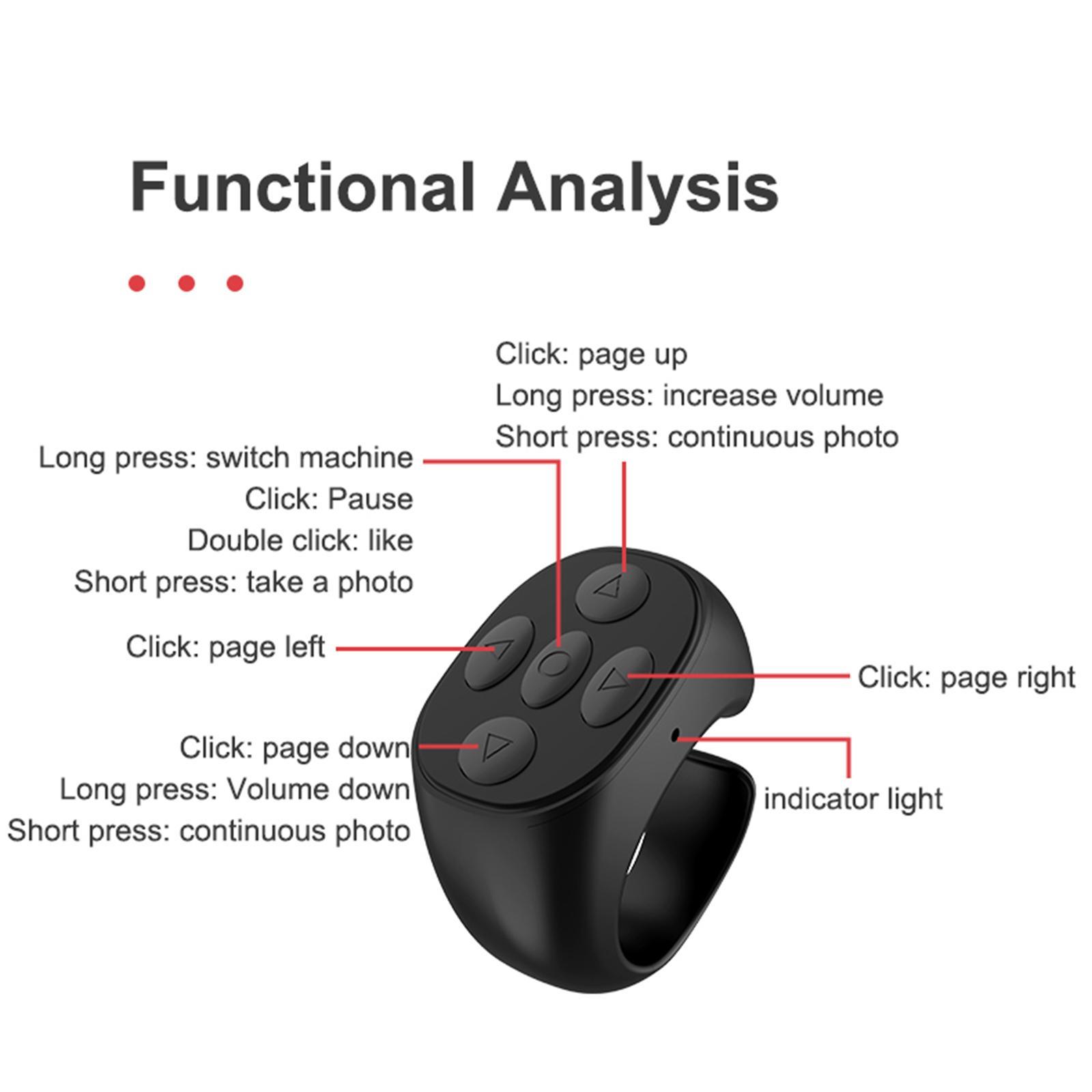 Bluetooth Phone Remote Control Smart Ring Controller for Turning Pages Remote Photographing