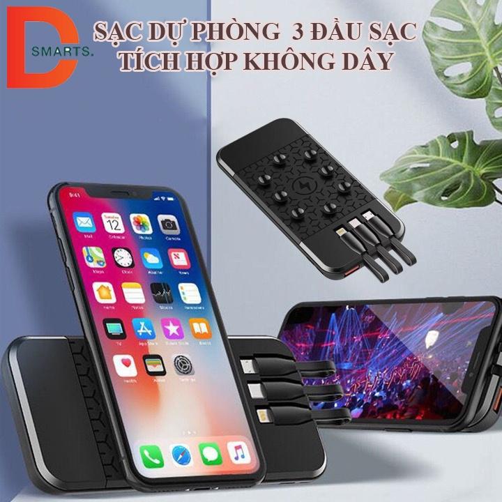 Sạc dự phòng đa năng 3 cổng USB kết hợp sạc không dây tiện lợi