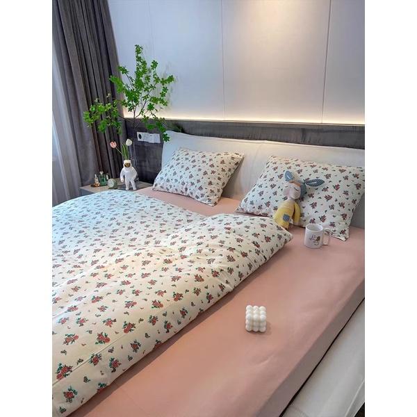 Bộ Chăn Ga Gối Cotton Living 100% Cotton Hàng nhập Khẩu Cao Cấp 4 Món Hoa Nhí Vintage