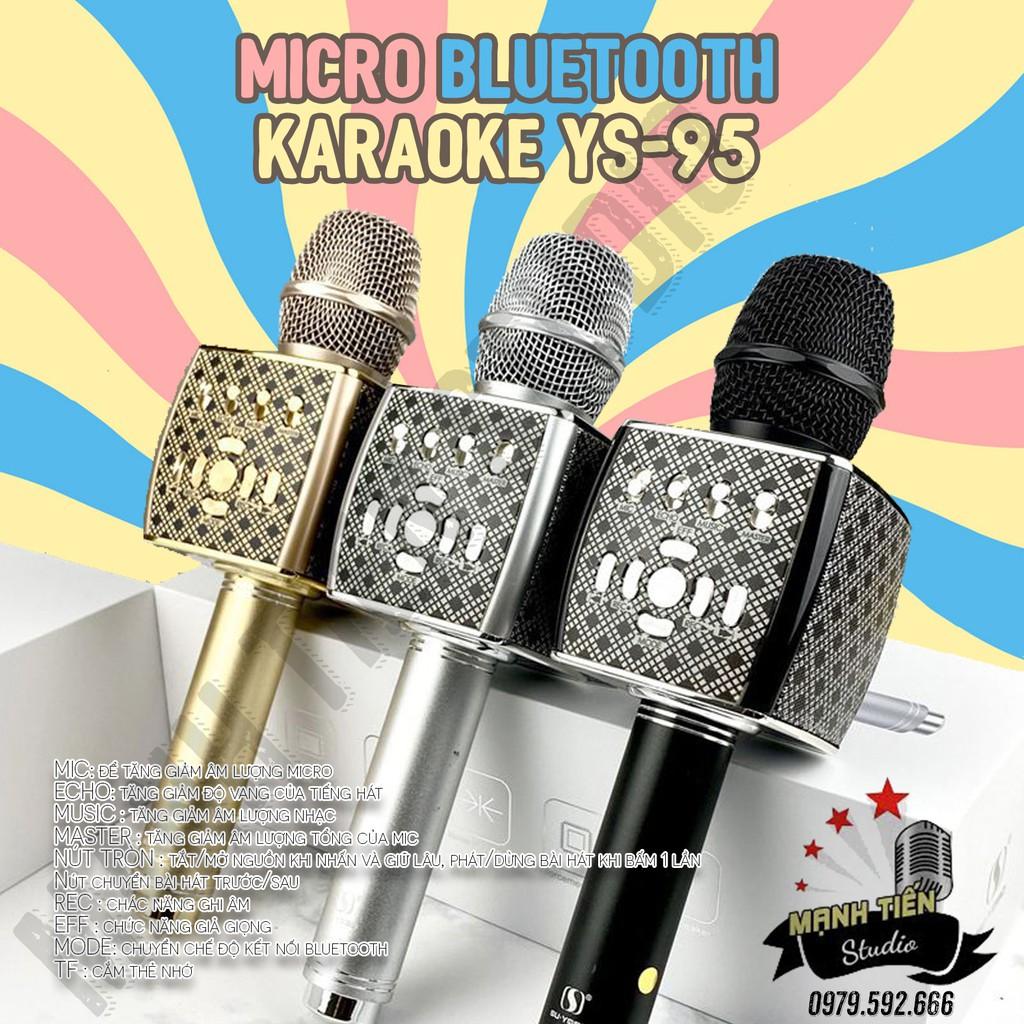 CTY MT Micro karaoke không dây bluetooth YS 95 hỗ trợ ghi âm loa bass cực vang siêu phẩm(BH 12T)