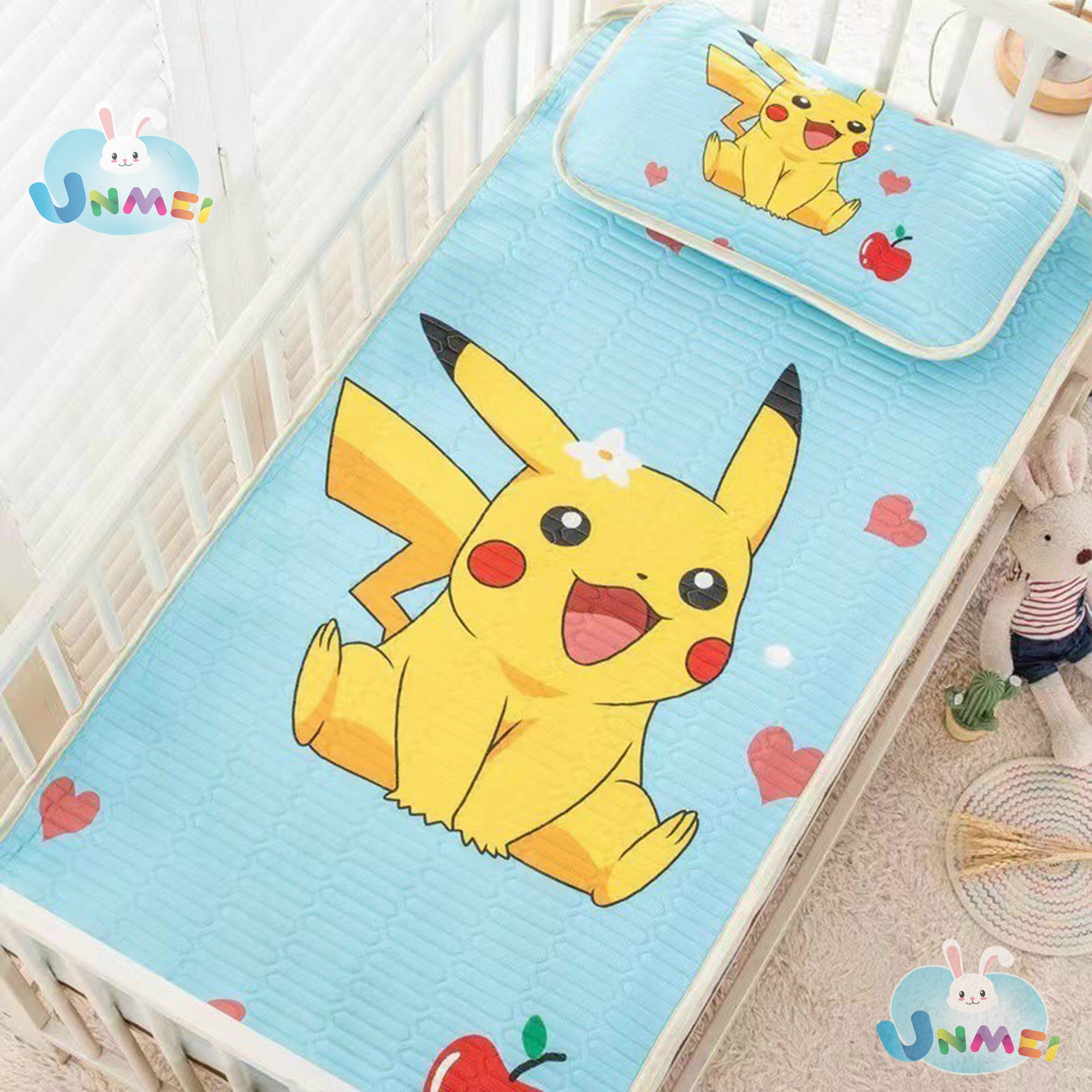 Chiếu cao su non cho bé, trẻ em đi mẫu giáo, cho bé ngủ ngon, Vải băng lụa thoáng khí mùa hè 60x120cm-Mẹ và Bé Unmei