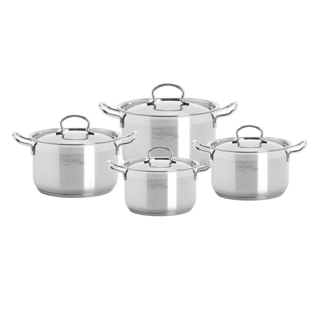Bộ nồi inox 304 cao cấp 3 đáy Fivestar 4 chiếc nắp inox , bảo hành 25 năm , tặng 1 vá canh - bộ nồi bếp từ cao cấp
