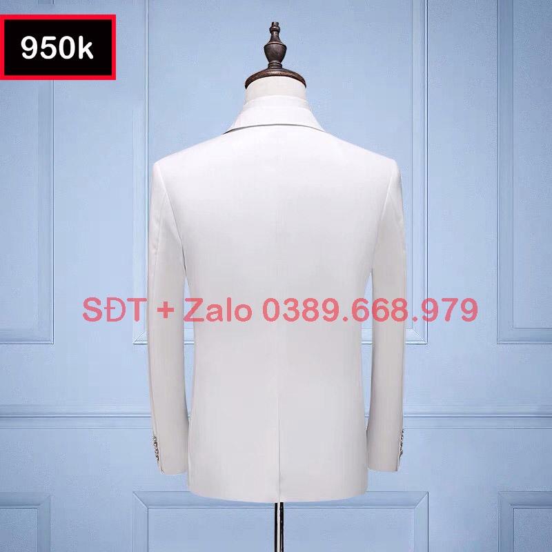 Bộ vest nam cao cấp 6 cúc màu trắng