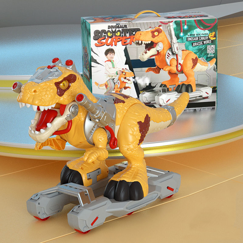 Xe Khủng Long Chòi Chân Cho Bé Tyrannosaurus Rex Phun Khói, Xe Trượt Scooter Có Bánh Cỡ Lớn Có Hiệu Ứng Đèn Và Nhạc