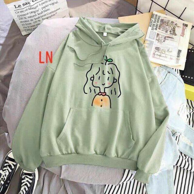 Áo hoodie cô bé lá mầm chất nỉ bông dày siêu ấm 59