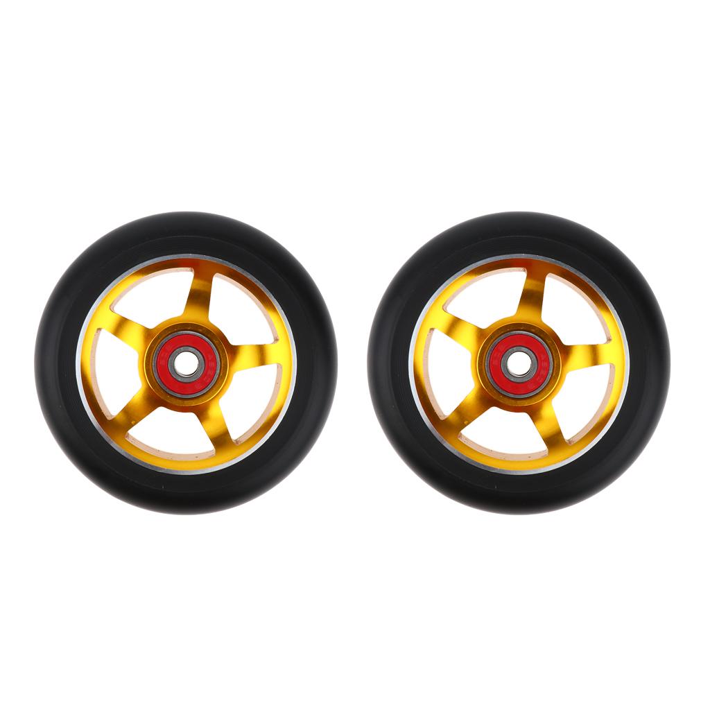 2 Sets of 100mm Replacement Wheels with Gold And Blue Bearings And Bushings